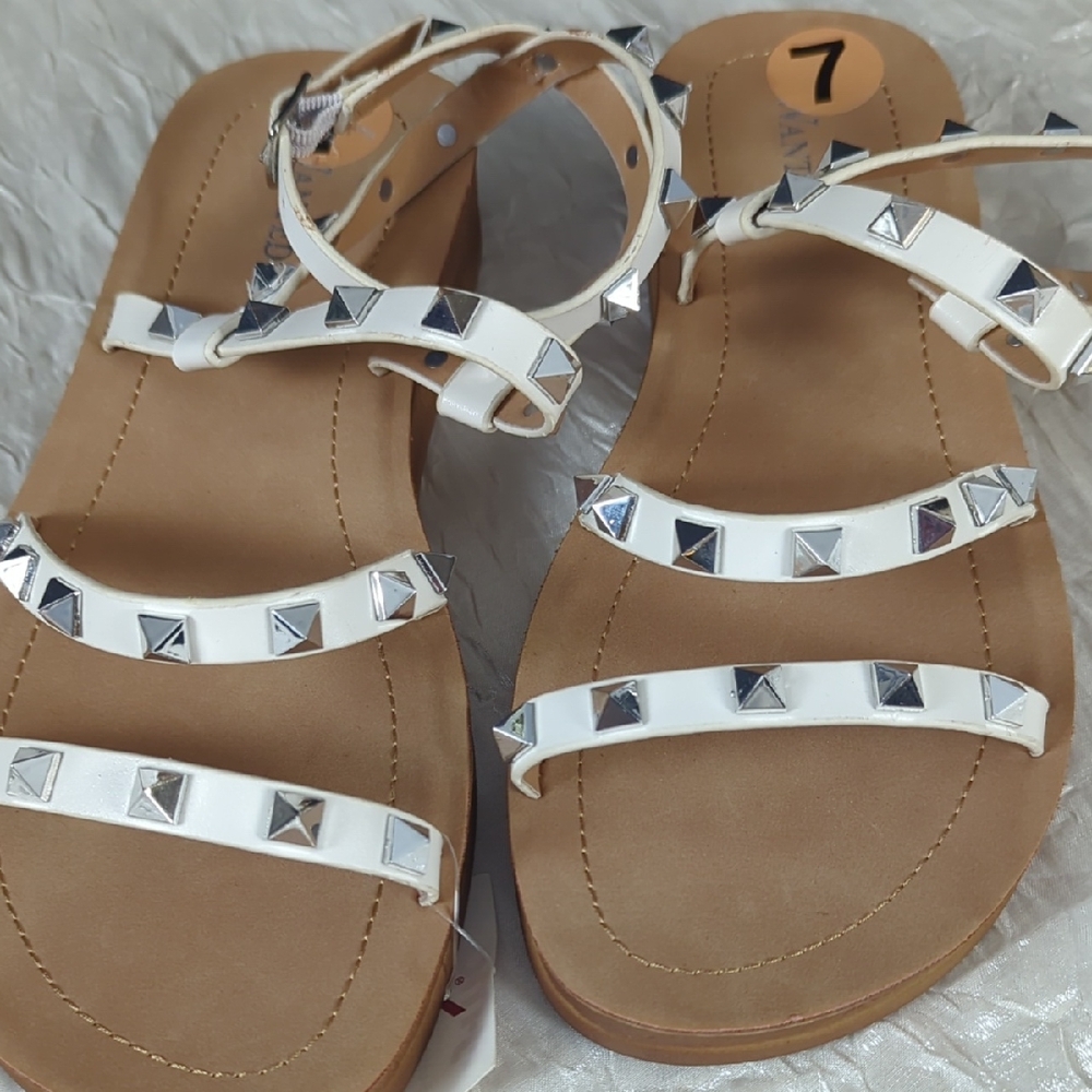 Wanted White Sandals with Silver Accents